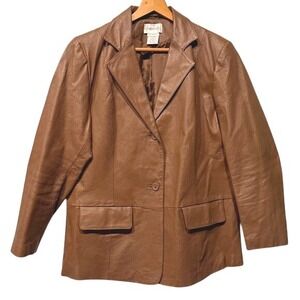 Chadwick's Women's‎ Vintage Y2K Brown Leather Lined Blazer Plus Size 16W